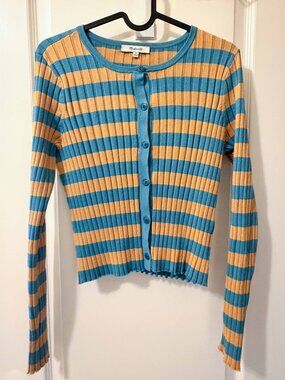 Madewell Signature Knit Crewneck Stripe Cardigan Size Medium